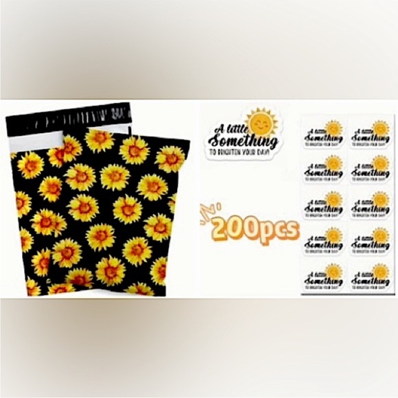25 10x13 Poly Mailers & 200 Stickers - Picture 1 of 11